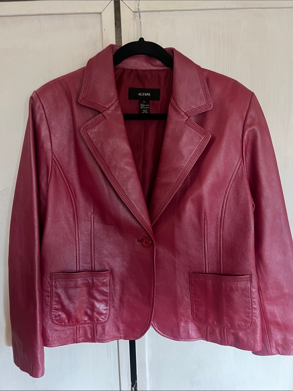 Alfani Women's Fuchsia Leather Blazer Jacket sz XL -19 in